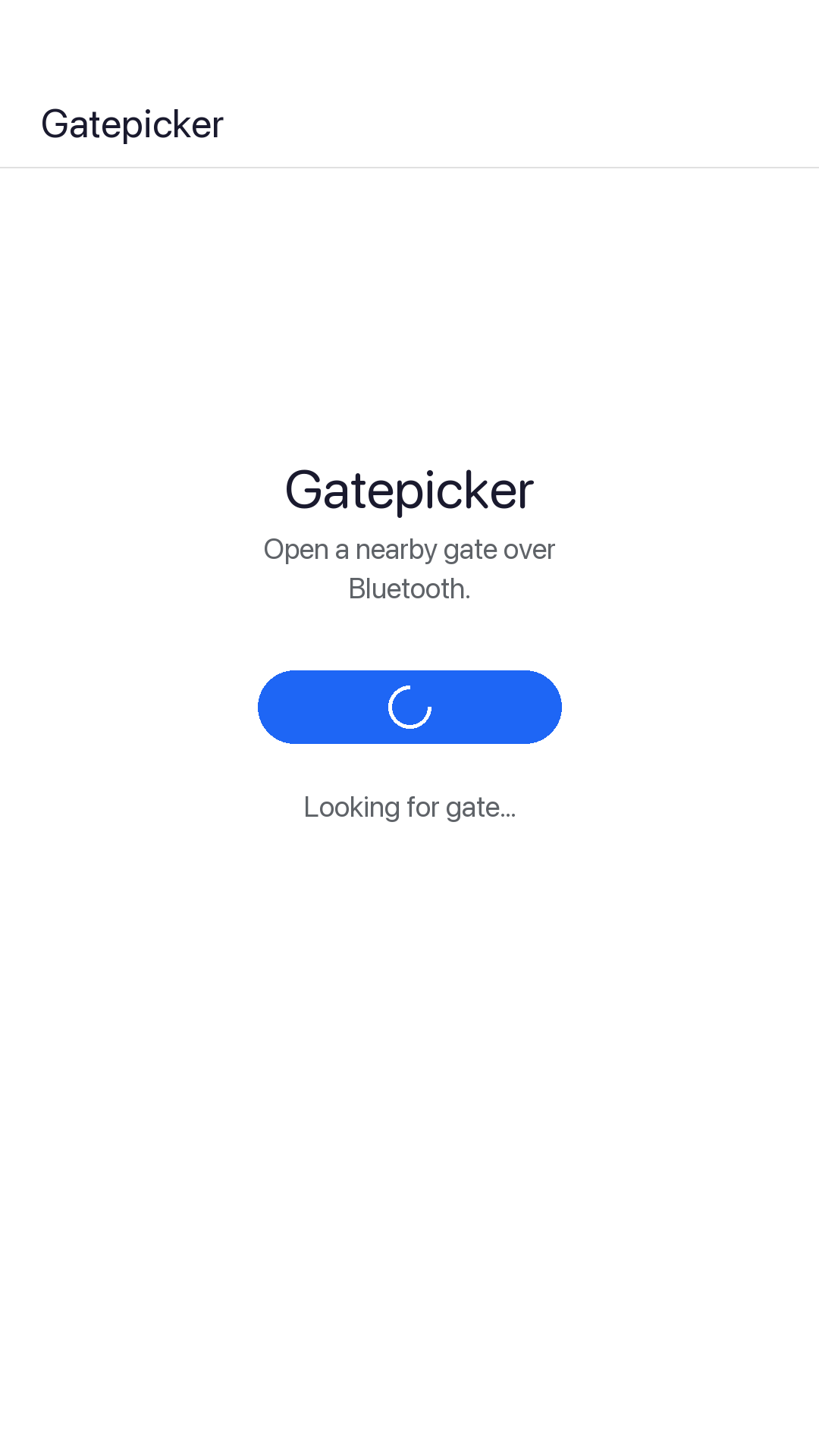 Gatepicker connecting screen