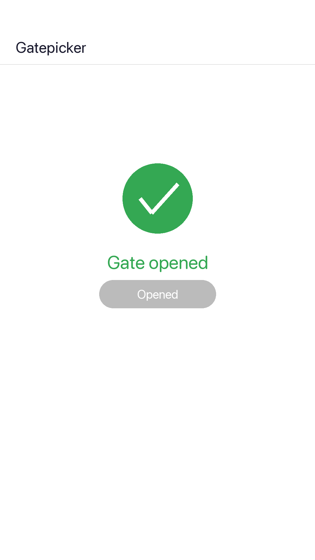 Gatepicker success screen